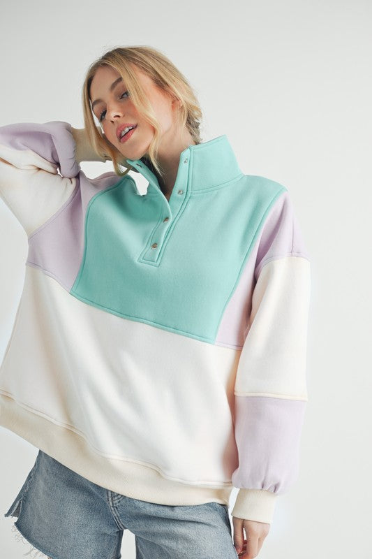 Aemi + Co Glo Colorblock Pullover Sweatshirts