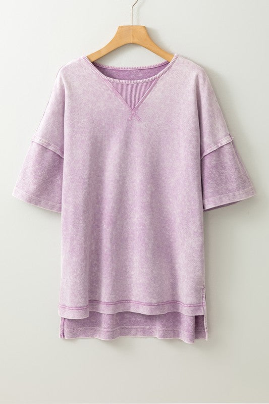 SHEWIN Mineral Wash Exposed Seam Oversized Tee