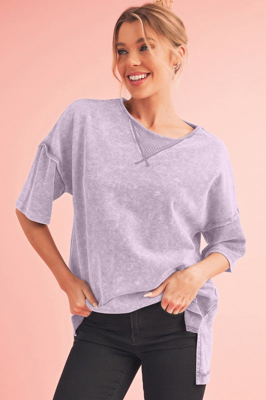 SHEWIN Mineral Wash Exposed Seam Oversized Tee