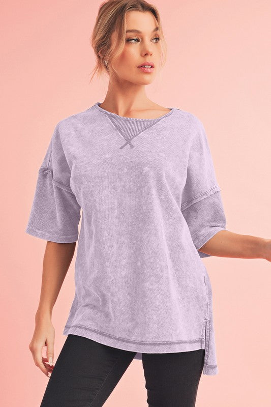 SHEWIN Mineral Wash Exposed Seam Oversized Tee