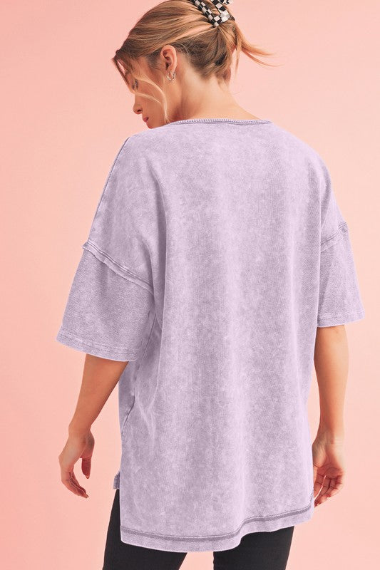 SHEWIN Mineral Wash Exposed Seam Oversized Tee