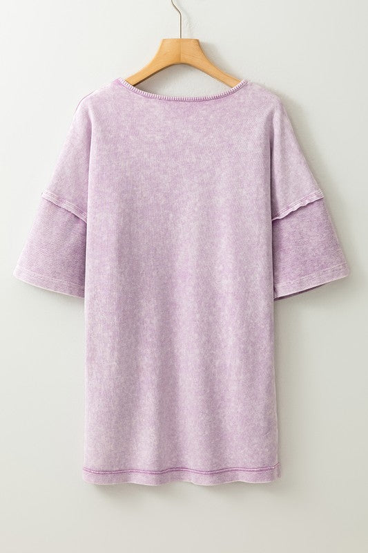 SHEWIN Mineral Wash Exposed Seam Oversized Tee