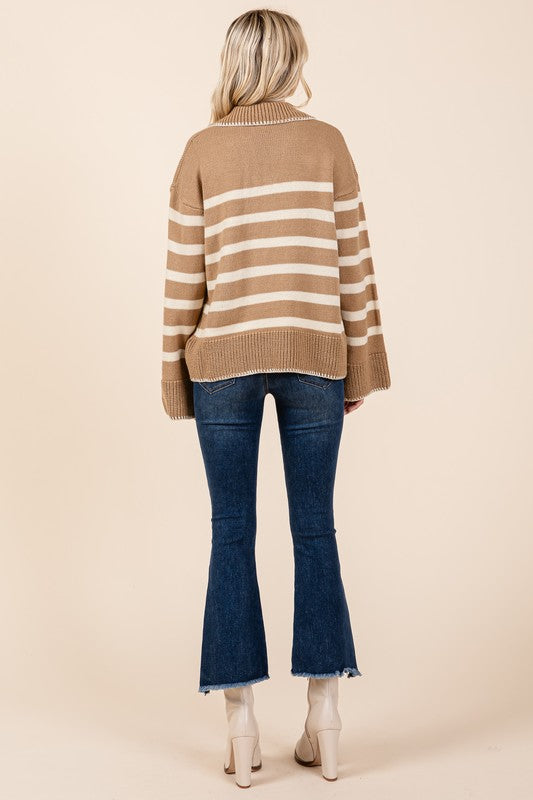 GeeGee Stripe Pattern Knit Sweater