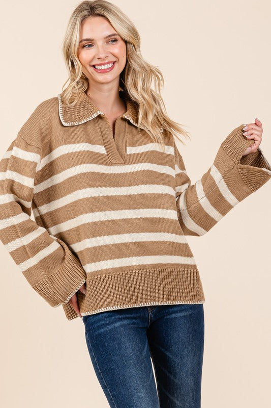 GeeGee Stripe Pattern Knit Sweater