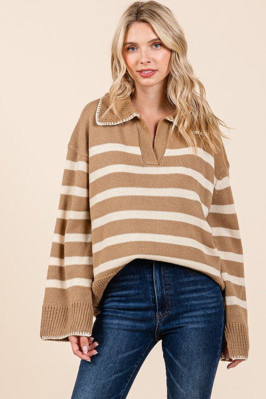 GeeGee Stripe Pattern Knit Sweater