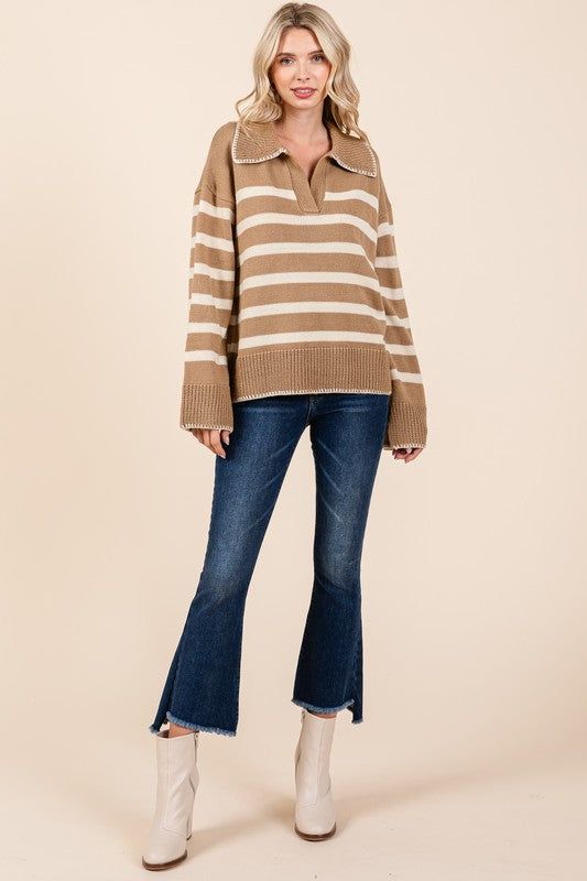 GeeGee Stripe Pattern Knit Sweater