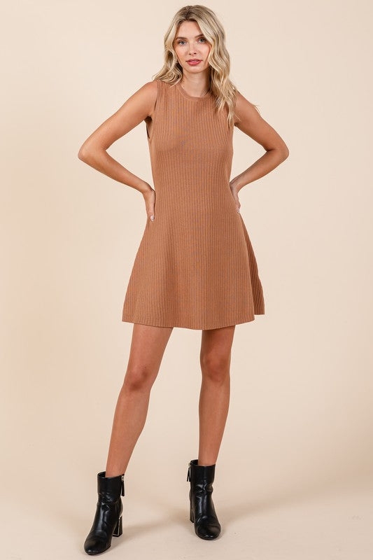 GeeGee Plus Ribbed Knit Sleeveless Sweater Mini Dress