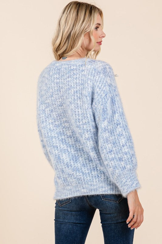 GeeGee Bow Embroidered Heavyweight Knit Sweater