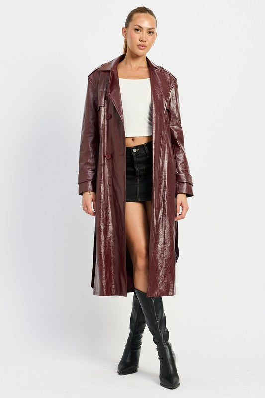 Emory Park FAUX LEATHER TRENCH COAT