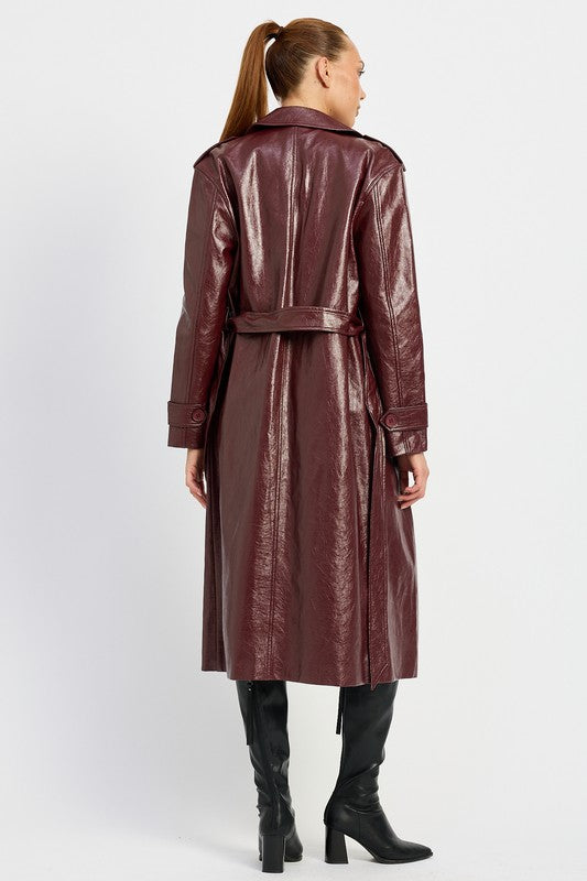 Emory Park FAUX LEATHER TRENCH COAT