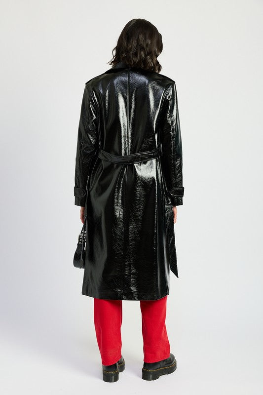 Emory Park FAUX LEATHER TRENCH COAT