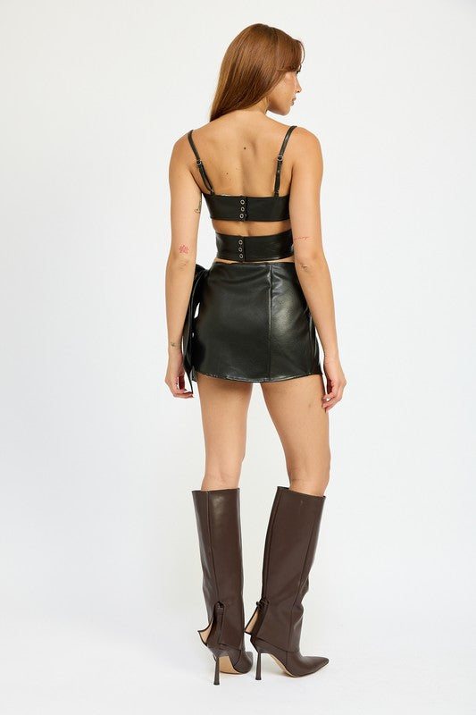 Emory Park WRAPPED LEATHER CROP TOP