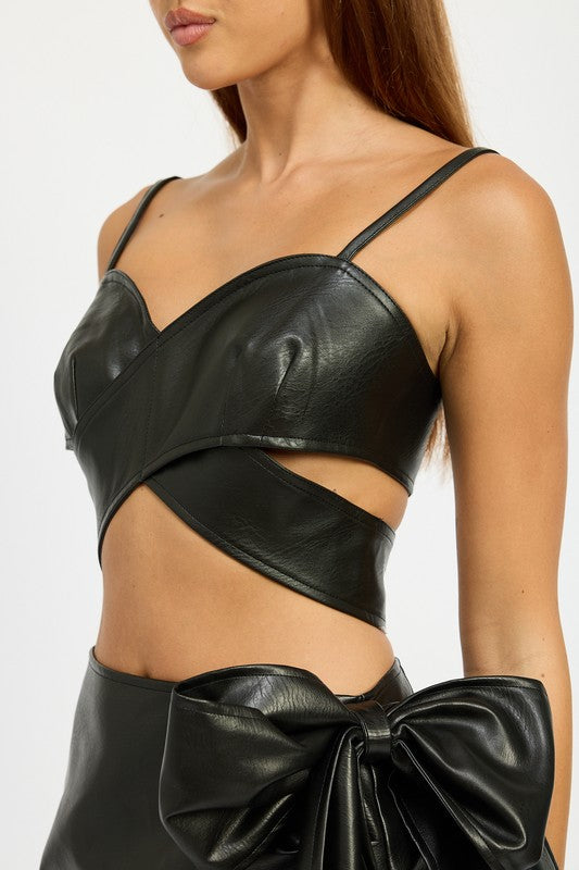 Emory Park WRAPPED LEATHER CROP TOP