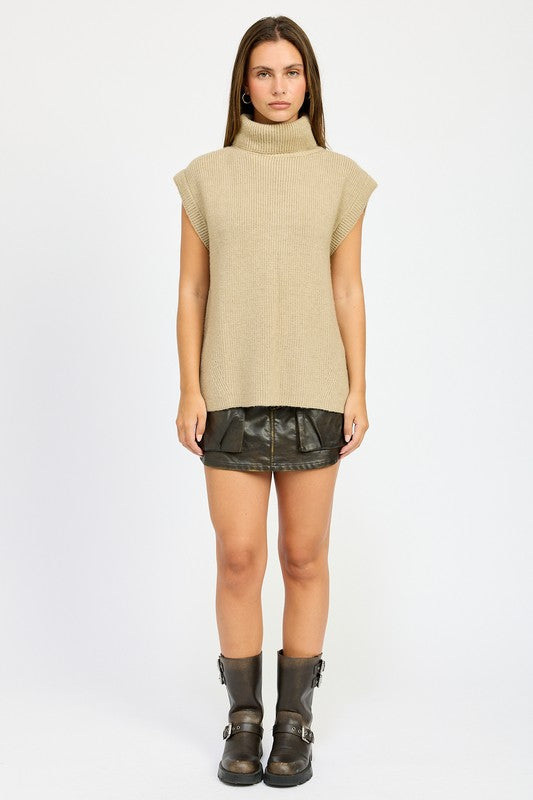 Emory Park SPLIT BACK TURTLE NECK SWEATER TOP