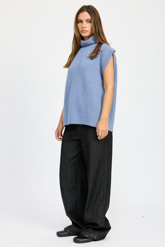 Emory Park SPLIT BACK TURTLE NECK SWEATER TOP