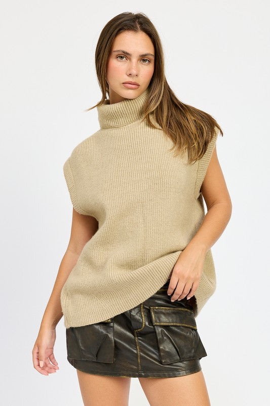 Emory Park SPLIT BACK TURTLE NECK SWEATER TOP