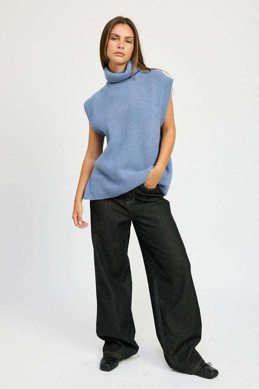 Emory Park SPLIT BACK TURTLE NECK SWEATER TOP