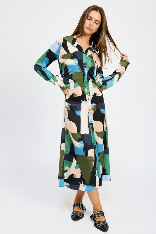 Emory Park LONG SLEEVE RUCHED SHIRT DRESS