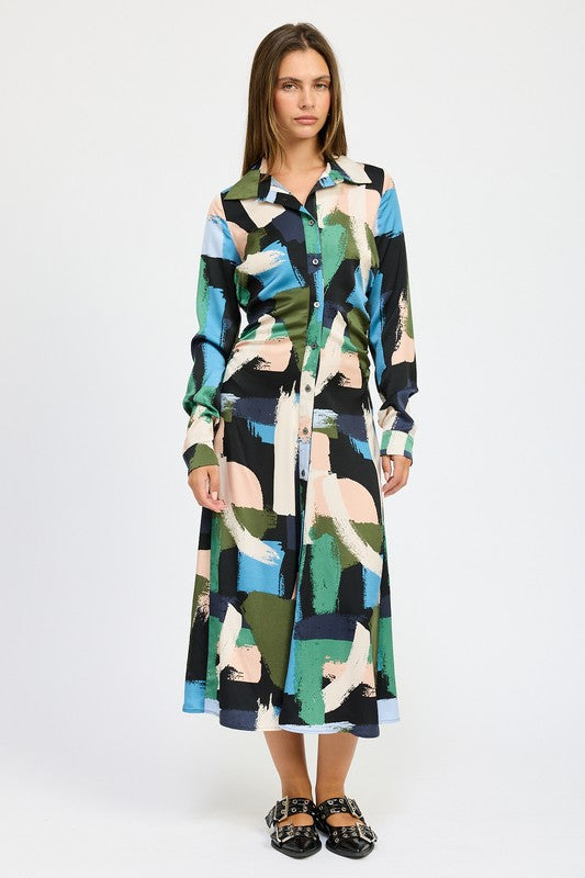 Emory Park LONG SLEEVE RUCHED SHIRT DRESS