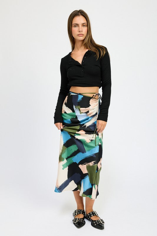 Emory Park SIDE RUCHED MIDI SKIRT