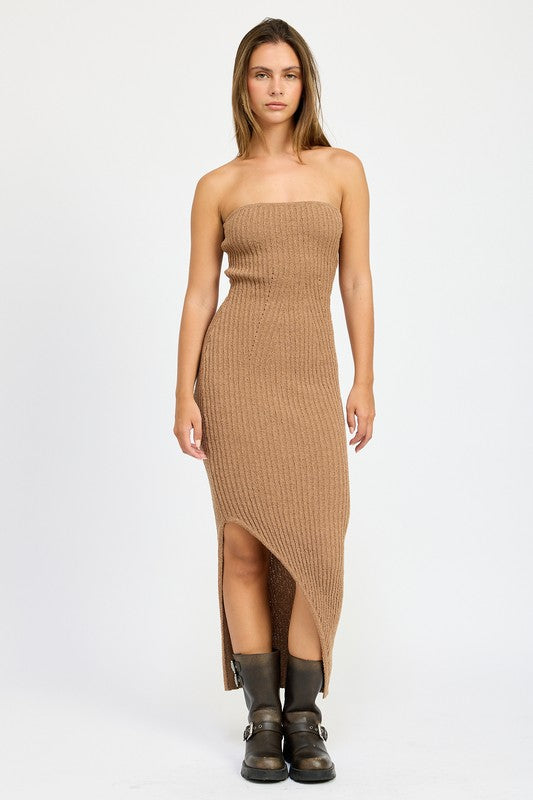 Emory Park ASYMMETRICAL RIBBED MAXI TUBE DRESS