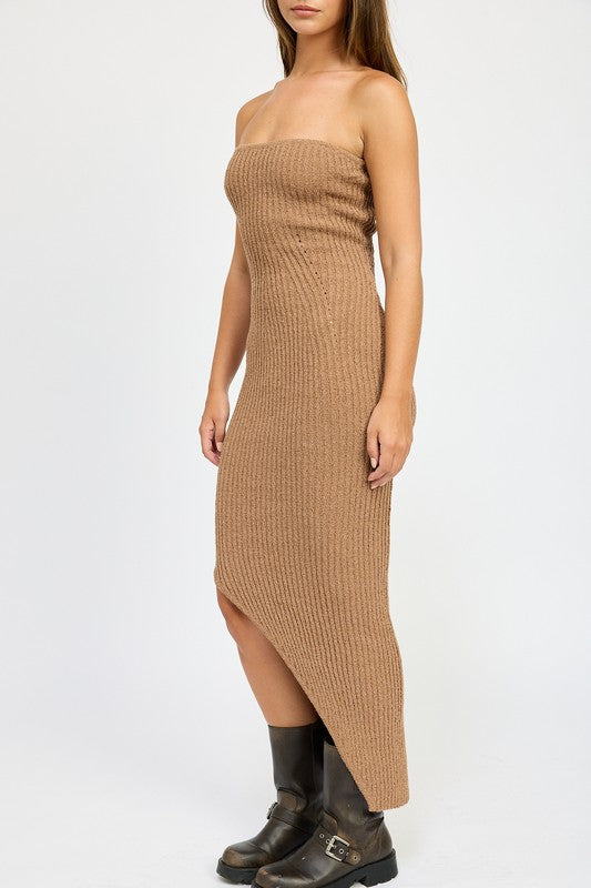 Emory Park ASYMMETRICAL RIBBED MAXI TUBE DRESS