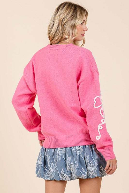 GeeGee Floral Embroidered Knit Sweater