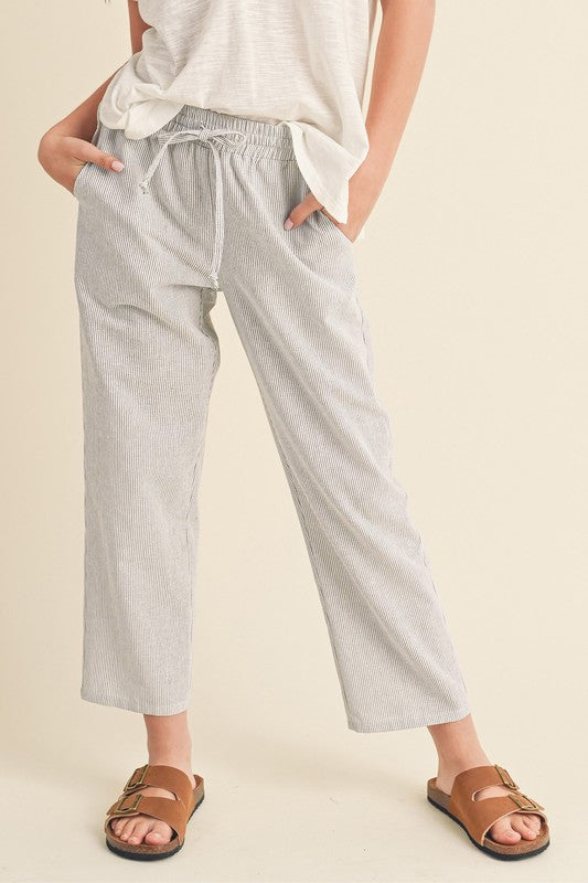 Aemi + Co Karina Striped Drawstring Linen Pants