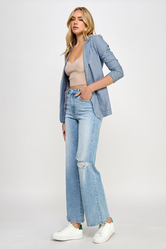 Denim Lab USA HIGH RISE RELAXED WIDE LEG JEANS