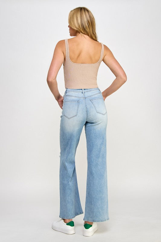 Denim Lab USA HIGH RISE RELAXED WIDE LEG JEANS