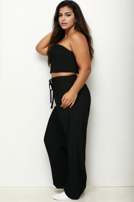 Capella Plus Bustier Crop Cami Top & Pocket Straight Pants SET