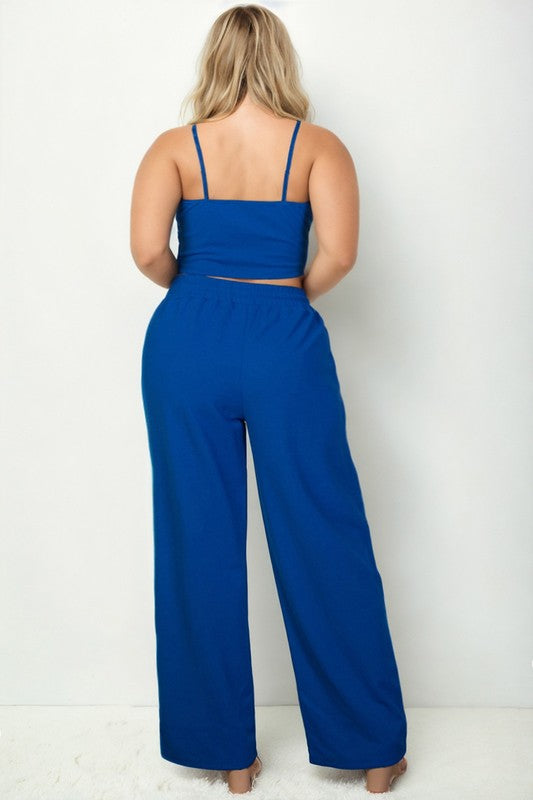 Capella Plus Bustier Crop Cami Top & Pocket Straight Pants SET