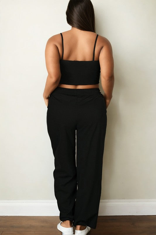 Capella Plus Bustier Crop Cami Top & Pocket Straight Pants SET