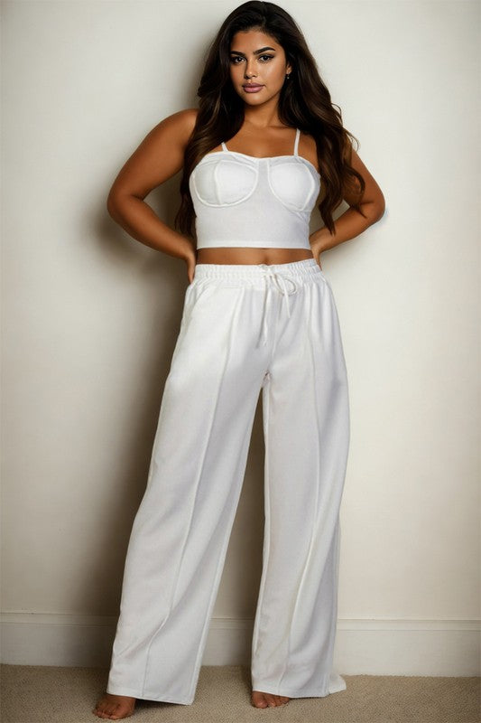 Capella Plus Bustier Crop Cami Top & Pocket Straight Pants SET