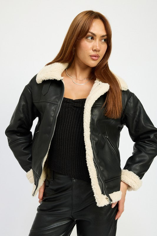 Emory Park SHEARLING MOTO JACKET