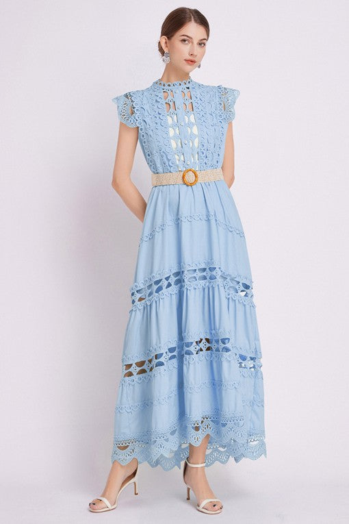 By Claude Embroidered Tiered Maxi DRESS