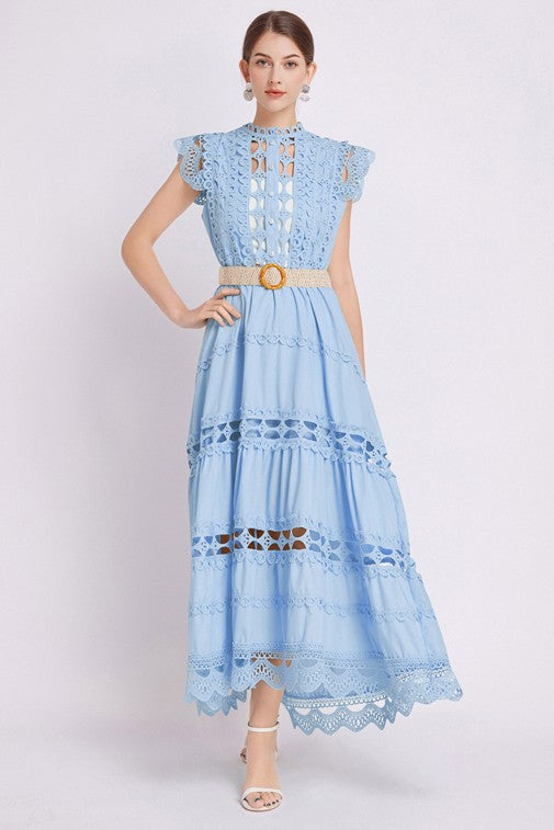 By Claude Embroidered Tiered Maxi DRESS