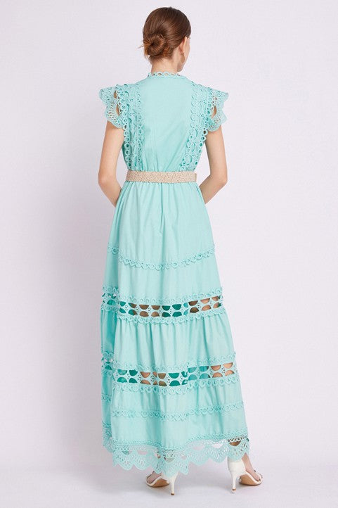 By Claude Embroidered Tiered Maxi DRESS