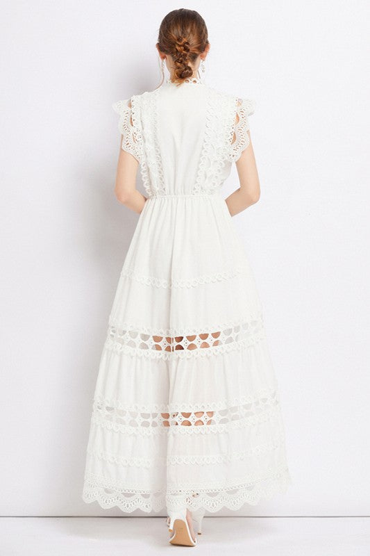 By Claude Embroidered Tiered Maxi DRESS