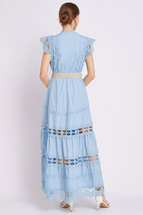 By Claude Embroidered Tiered Maxi DRESS