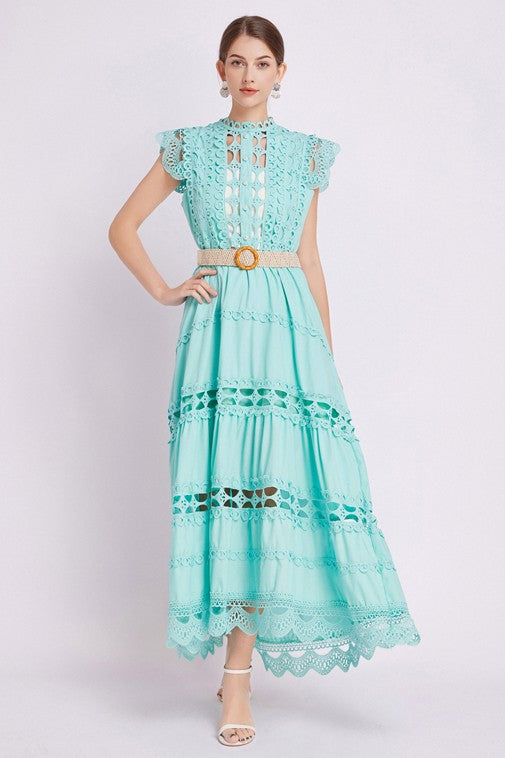 By Claude Embroidered Tiered Maxi DRESS