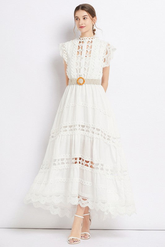 By Claude Embroidered Tiered Maxi DRESS