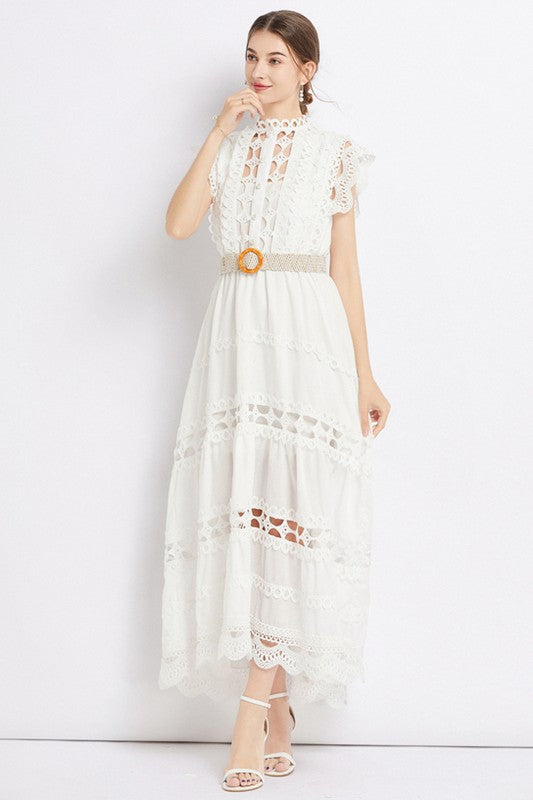 By Claude Embroidered Tiered Maxi DRESS