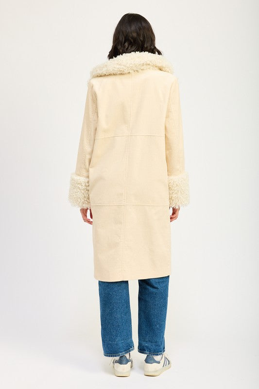 Emory Park FAUX FUR MID TRENCH COAT