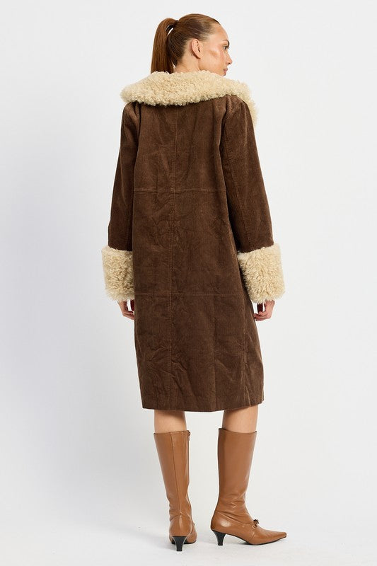 Emory Park FAUX FUR MID TRENCH COAT