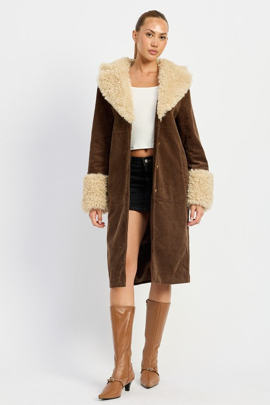 Emory Park FAUX FUR MID TRENCH COAT