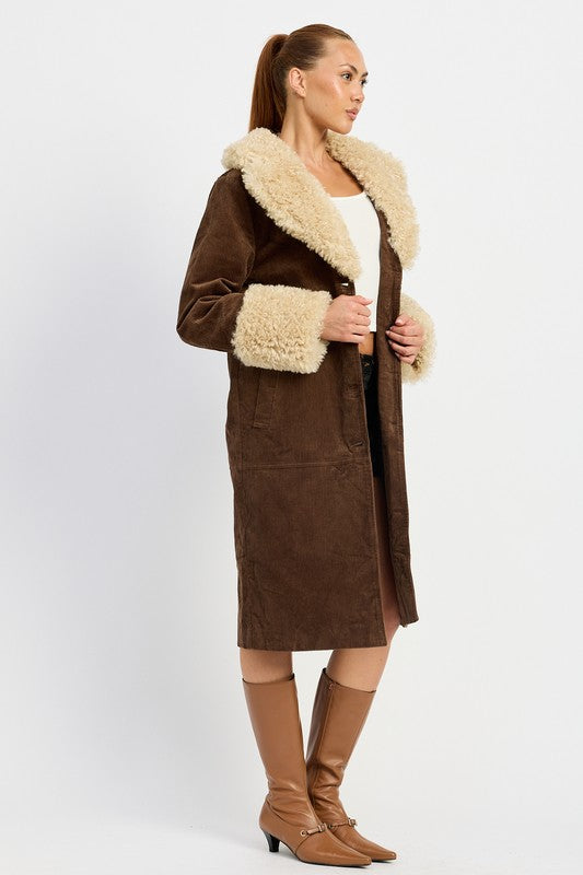 Emory Park FAUX FUR MID TRENCH COAT