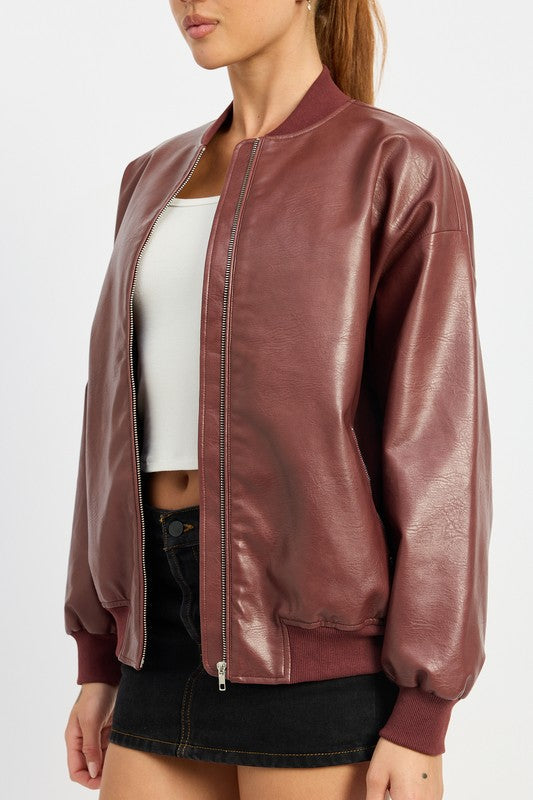 Emory Park VINTAGE LEATHER BOMBER JACKET