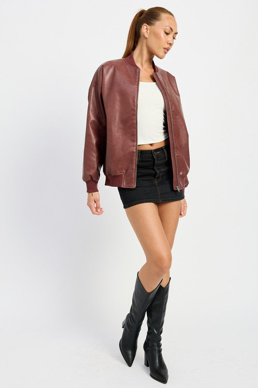 Emory Park VINTAGE LEATHER BOMBER JACKET