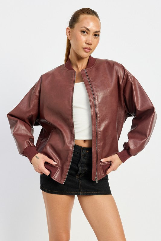 Emory Park VINTAGE LEATHER BOMBER JACKET